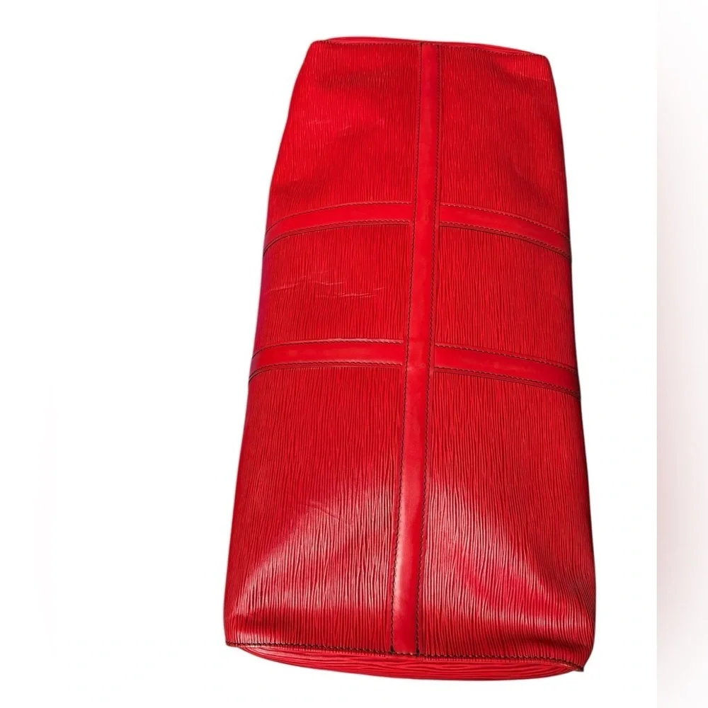 Louis Vuitton vintage red epi leather keepall 55